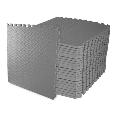 BalanceFrom Fitness 96 Sq Ft Interlocking EVA Foam Exercise Tiles, Gray (Used)