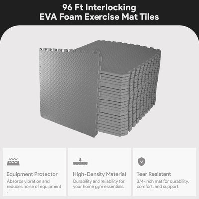 BalanceFrom Fitness 96 Sq Ft Interlocking EVA Foam Exercise Mat Tiles (Open Box)