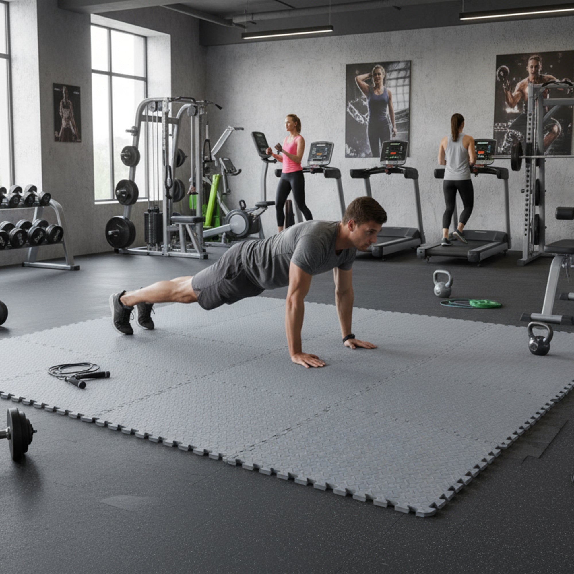 BalanceFrom Fitness 96 Sq Ft Interlocking EVA Foam Exercise Mat Tiles (Open Box)