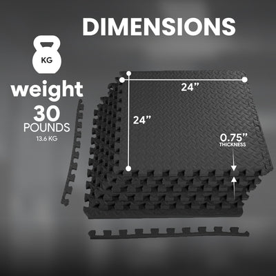 BalanceFrom Fitness 96 Sq Ft Interlocking EVA Foam Mat Tiles, Black (Used) - VMInnovations