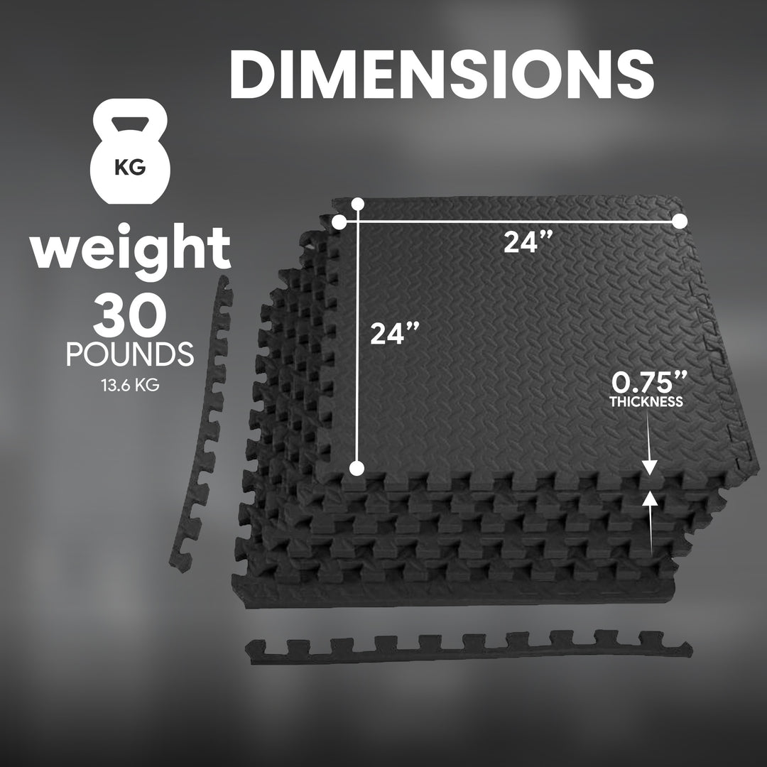 BalanceFrom Fitness 96 Sq Ft Interlocking EVA Foam Mat Tiles, Black (Used) - VMInnovations