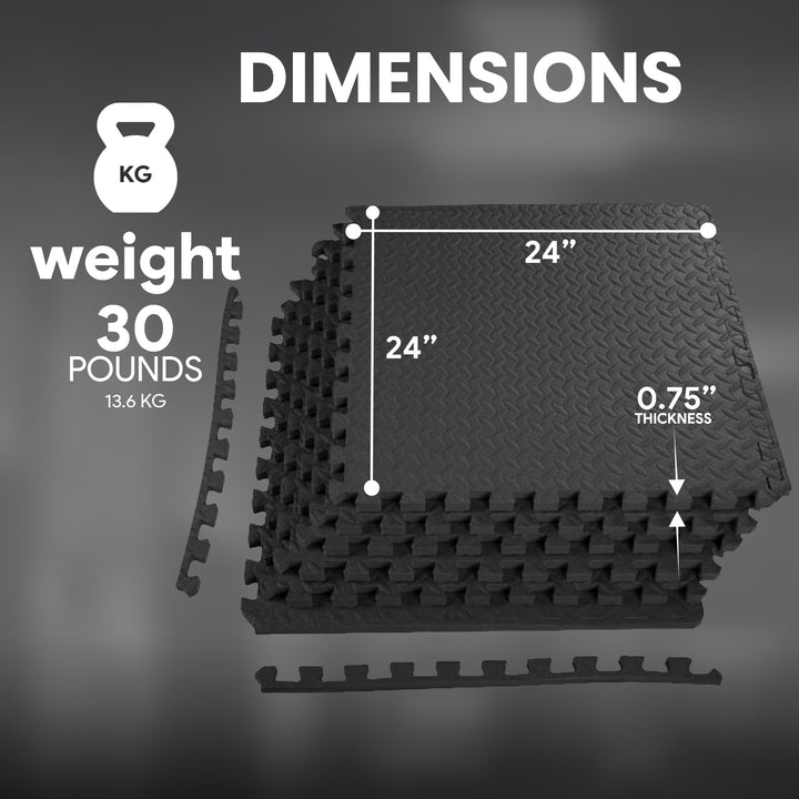 BalanceFrom Fitness 96 Sq Ft Interlocking EVA Foam Mat Tiles, Black (Used) - VMInnovations