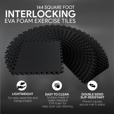 BalanceFrom Fitness 144 Sq Ft Interlocking Foam Mat Tiles,blk(For Parts)