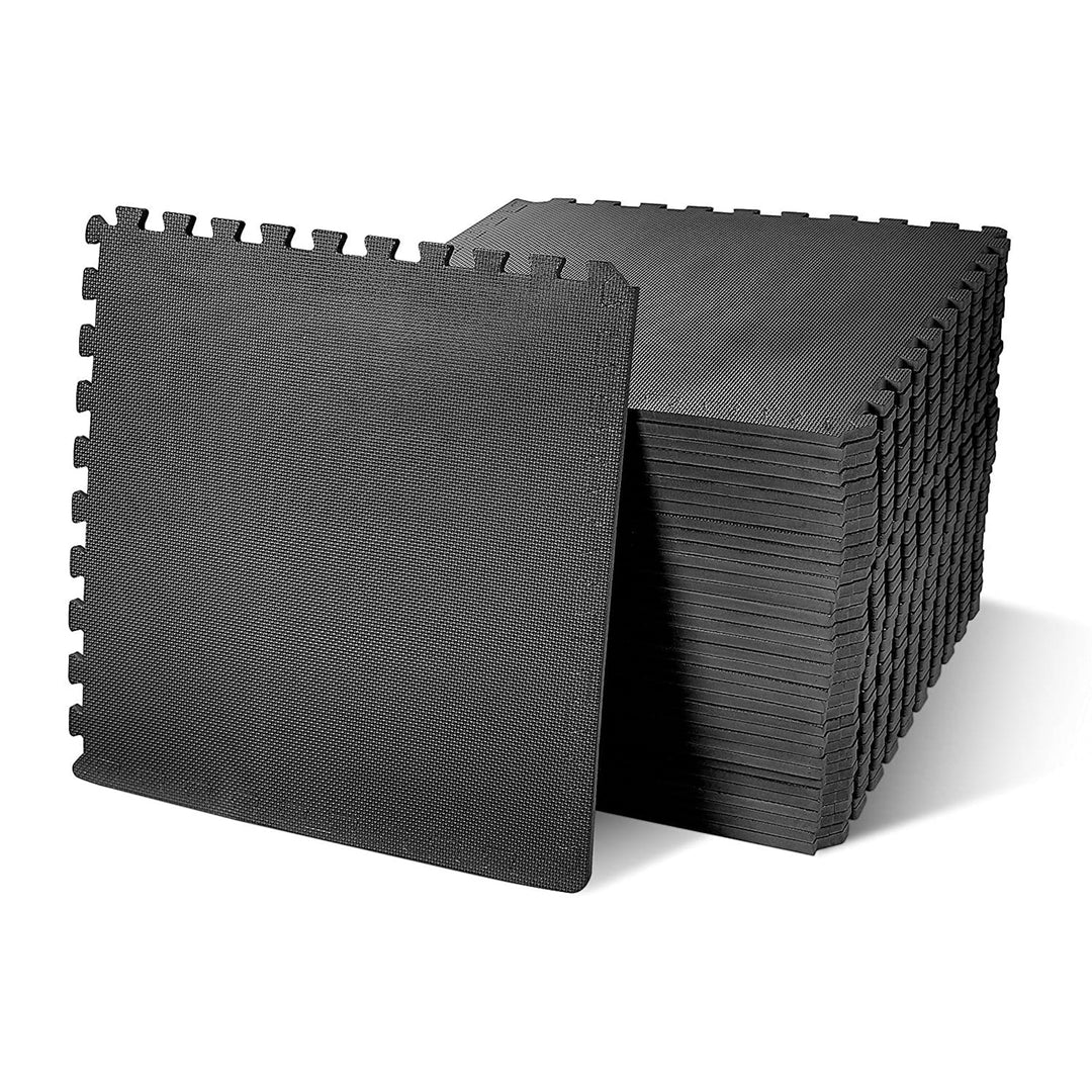BalanceFrom Fitness 144 Sq Ft Interlocking EVA Foam Mat Tiles, Black (Open Box) - VMInnovations