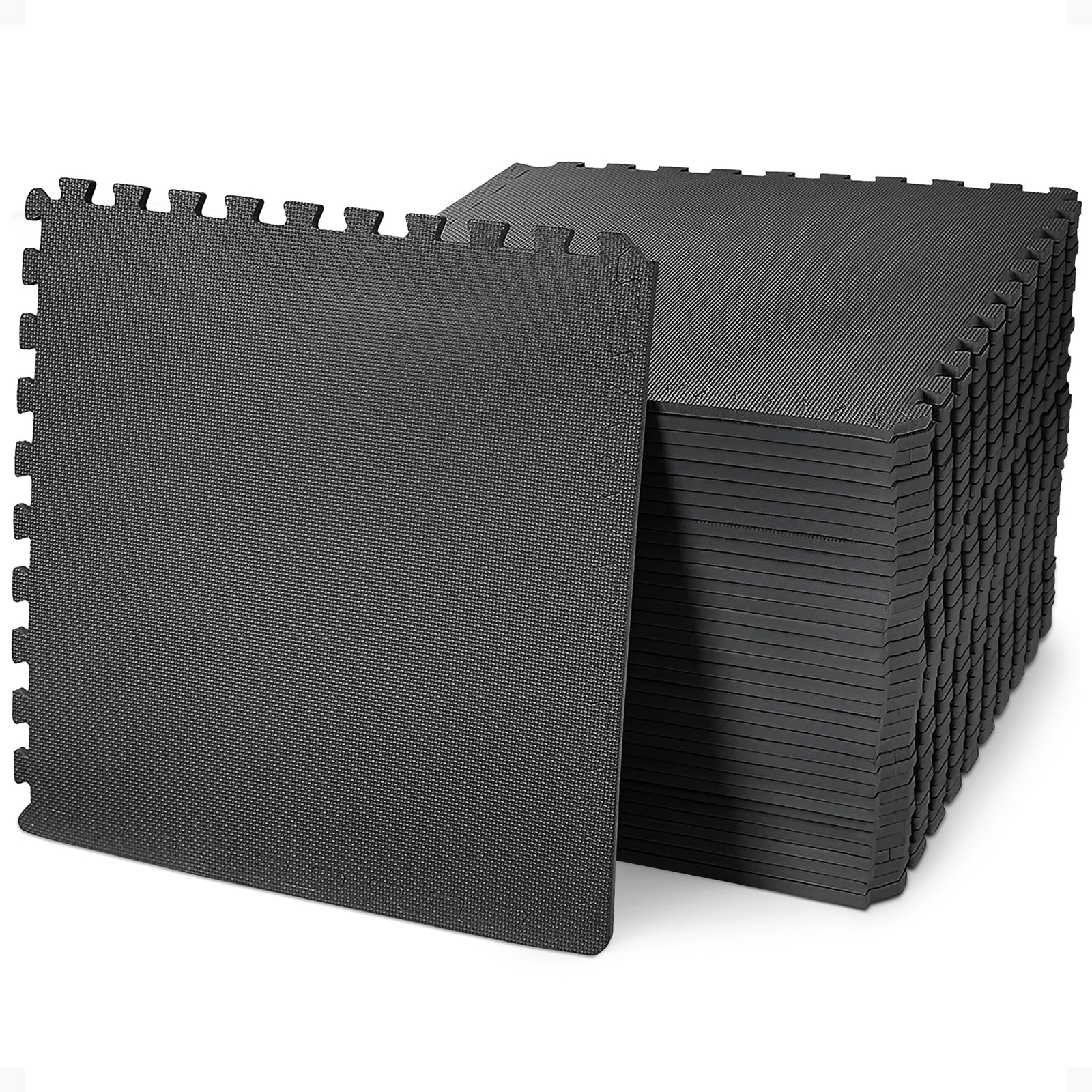 BalanceFrom Fitness 144 Sq Ft Interlocking EVA Foam Mat Tiles, Black (Open Box) - VMInnovations