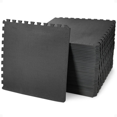 BalanceFrom Fitness 144 Sq Ft Interlocking EVA Foam Exercise Mat Tiles, Black