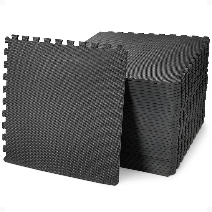 BalanceFrom Fitness 144 Sq Ft Interlocking EVA Foam Mat Tiles, Black (Open Box)