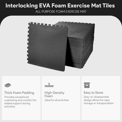 BalanceFrom Fitness 144 Sq Ft Interlocking EVA Foam Exercise Mat Tiles (Used)