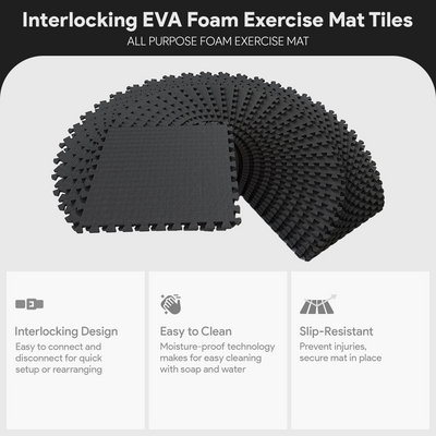 BalanceFrom Fitness 144 Sq Ft Interlocking EVA Foam Exercise Mat Tiles (Used)