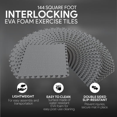 BalanceFrom Fitness 144 Sq Ft Interlocking EVA Foam Exercise Mat Tiles (Used) - VMInnovations