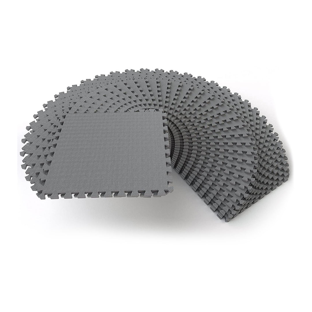 BalanceFrom Fitness 144 Sq Ft Interlocking EVA Foam Exercise Mat Tiles, Gray - VMInnovations