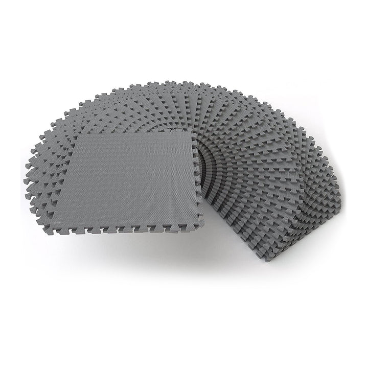 BalanceFrom Fitness 144 Sq Ft Interlocking EVA Foam Exercise Mat Tiles, Gray - VMInnovations