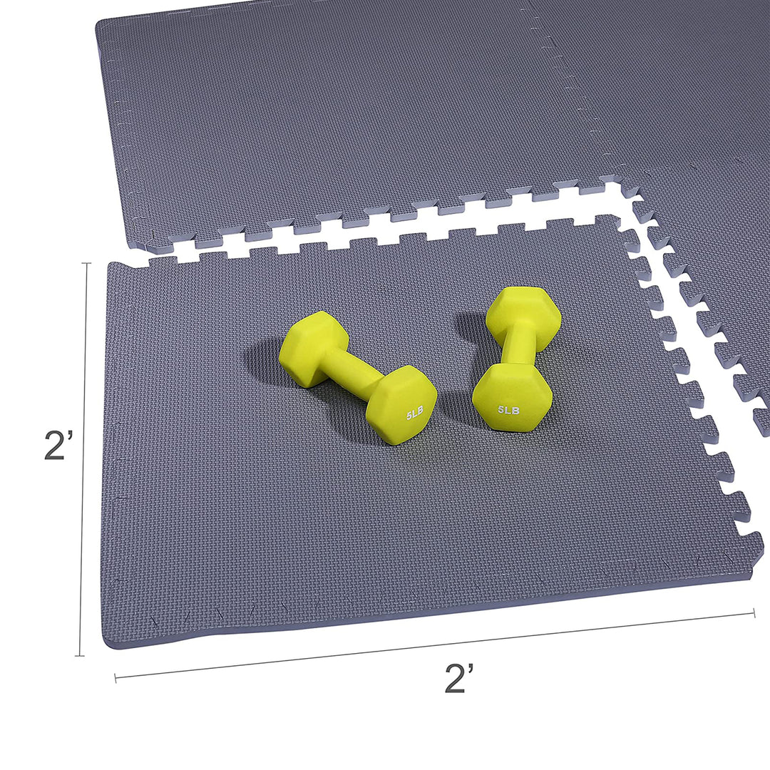 BalanceFrom Fitness 144 Sq Ft Interlocking EVA Foam Exercise Mat Tiles, Gray - VMInnovations