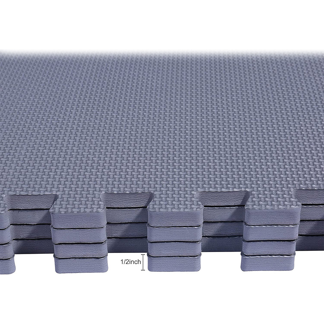 BalanceFrom Fitness 144 Sq Ft Interlocking EVA Foam Exercise Mat Tiles, Gray - VMInnovations