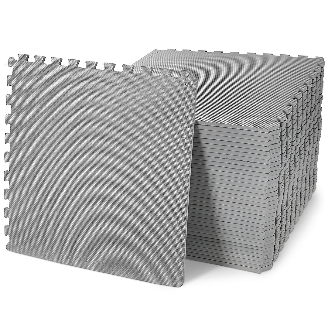 BalanceFrom Fitness 144 Sq Ft Interlocking EVA Foam Exercise Mat Tiles, Gray - VMInnovations