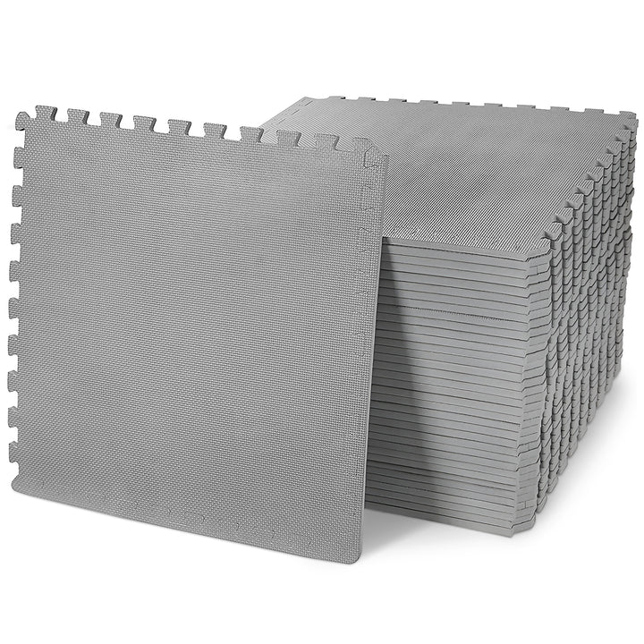 BalanceFrom Fitness 144 Sq Ft Interlocking EVA Foam Exercise Mat Tiles, Gray - VMInnovations