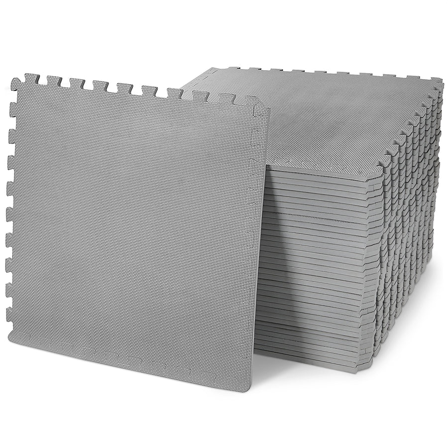 BalanceFrom Fitness 144 Sq Ft Interlocking EVA Foam Exercise Mat Tiles, Gray - VMInnovations