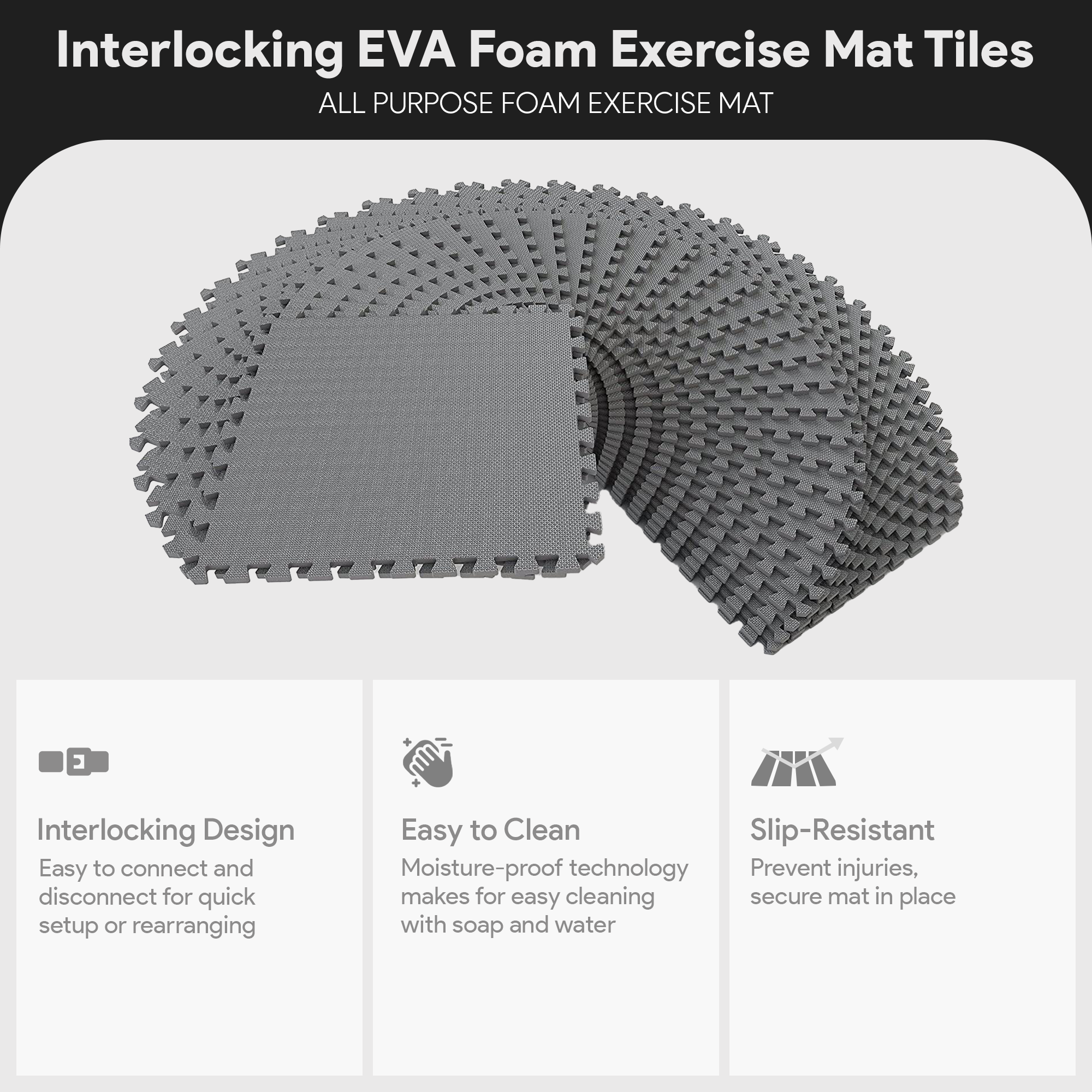 BalanceFrom Fitness 144 Sq Ft Interlocking EVA Foam Exercise Mat Tiles (Used) - VMInnovations