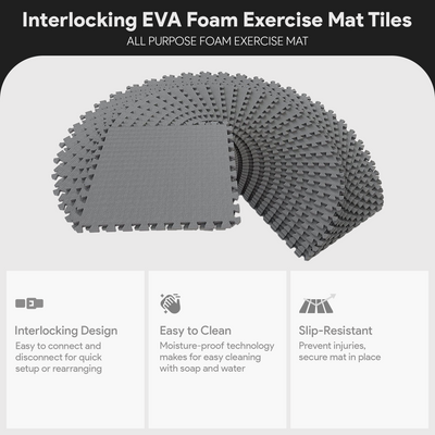 BalanceFrom Fitness 144 Sq Ft Interlocking EVA Foam Exercise Mat Tiles (Used) - VMInnovations