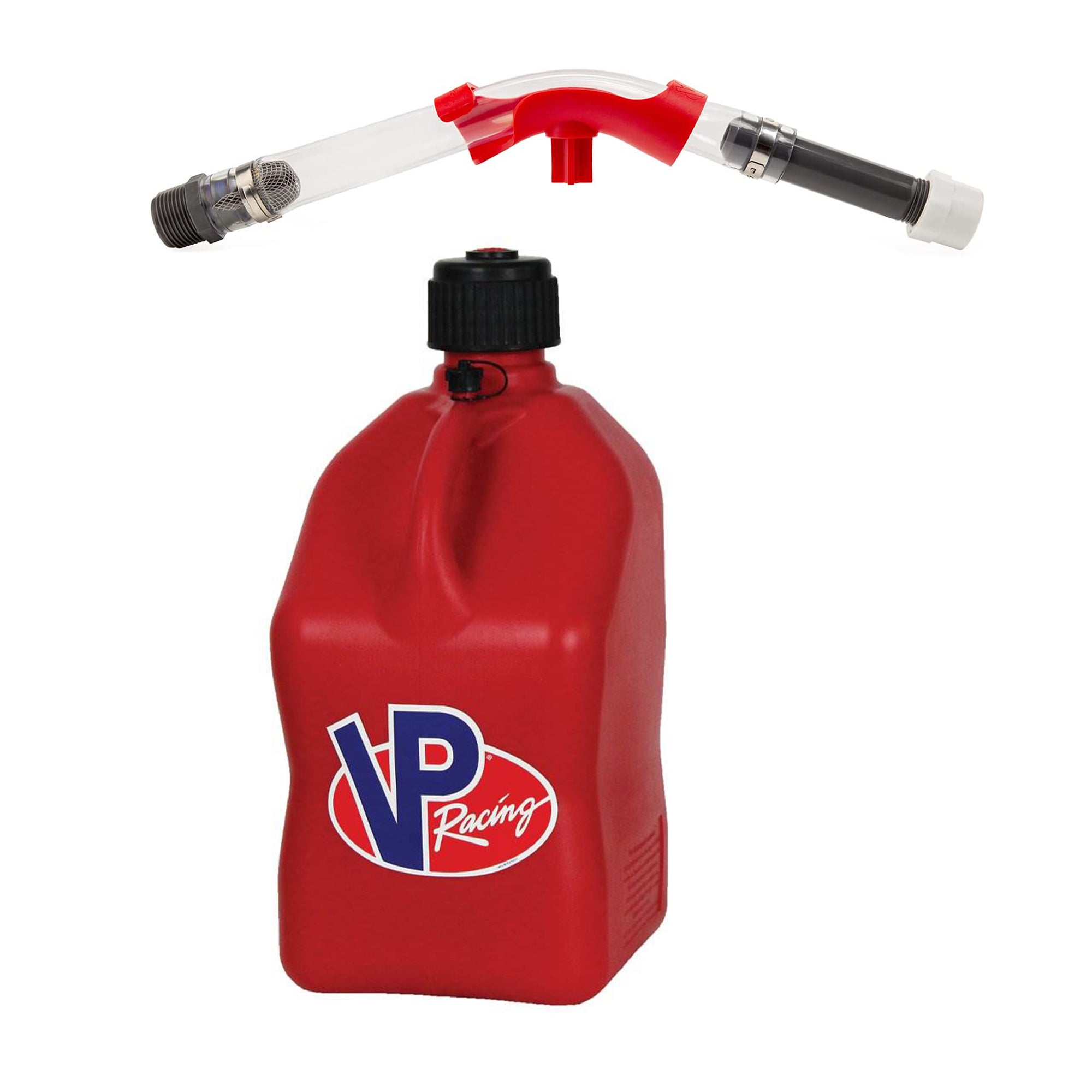 VP Racing Fuels 5 Gallon Utility Jug Can, Red + 14 Inch Hose + Easy Hose Bender