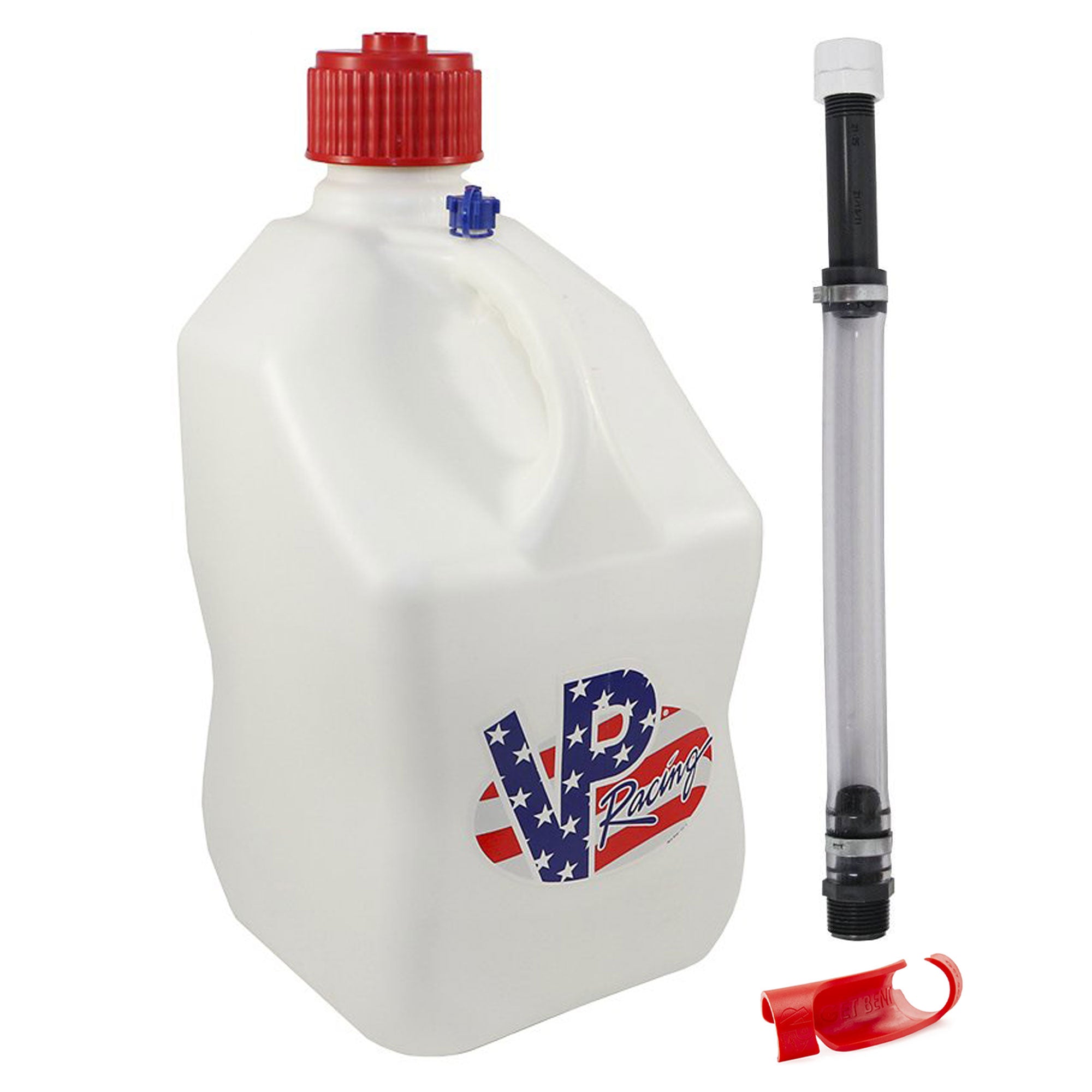 VP Racing Fuels Plastic 1" Hose Bender, 14" Hose Kit, & 5 Gallon Jug, Patriotic