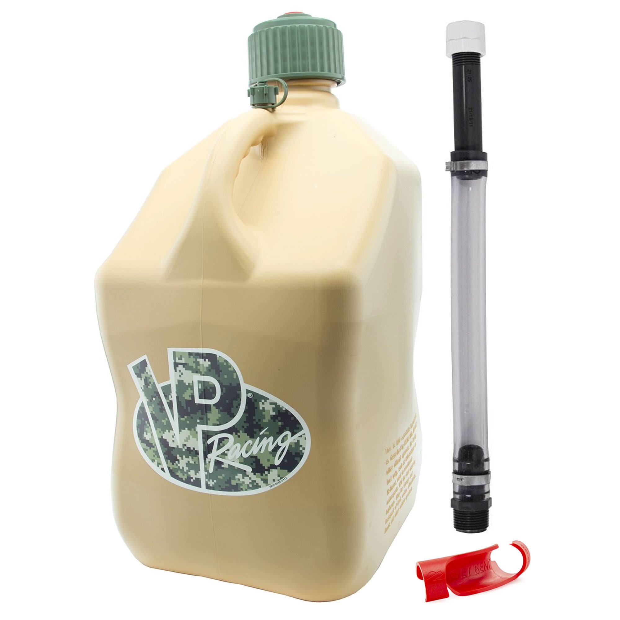 VP Racing Fuels ABS Plastic 1" Hose Bender, 14" Hose Kit, and 5 Gallon Jug, Tan