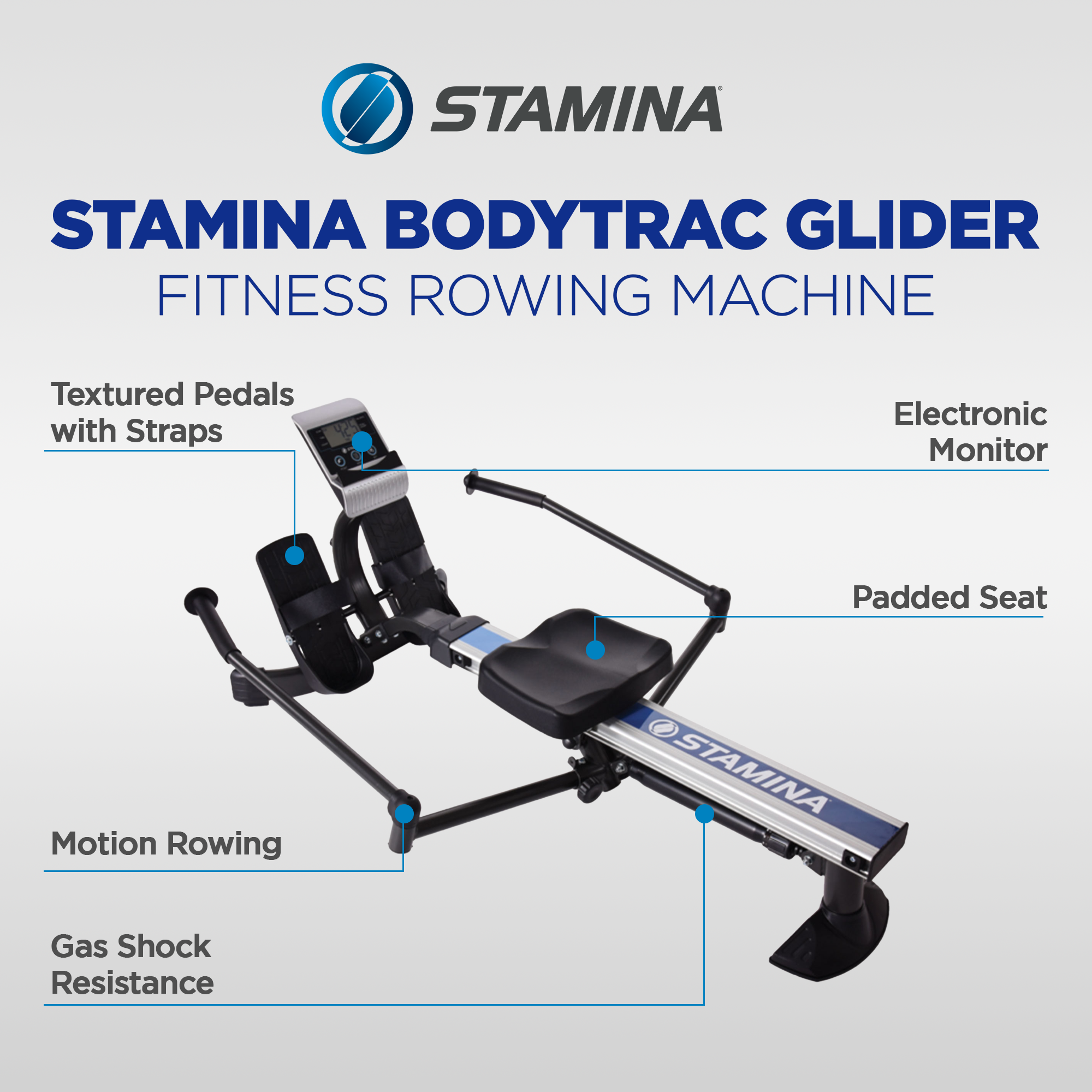Stamina Hydraulic Rowing Machine, BodyTrac Glider, Full Body Exercise Equipment - VMInnovations