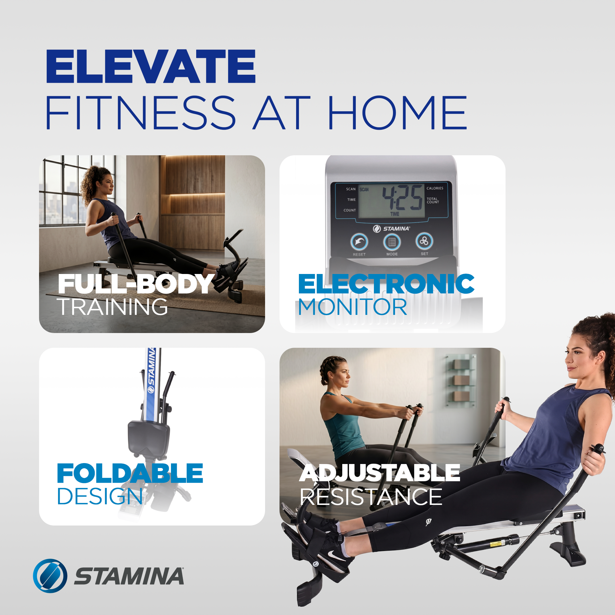 Stamina Hydraulic Rowing Machine, BodyTrac Glider, Full Body Exercise Equipment - VMInnovations
