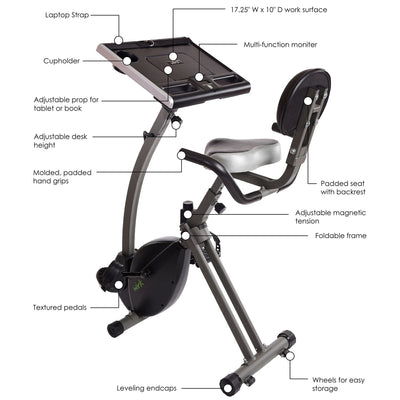 Stamina Products 85-2221 Wirk Ride Exercise Bike Workstation and Standing Desk