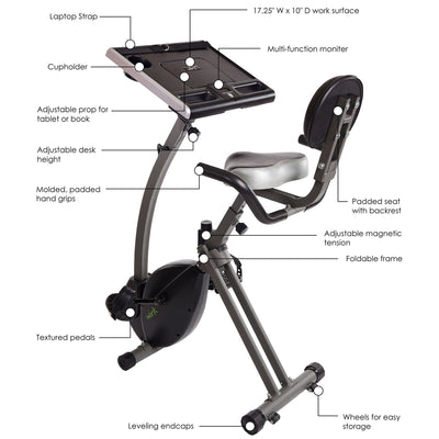 Stamina Products Wirk Ride Exercise Bike Workstation and Standing Desk(Open Box) - VMInnovations