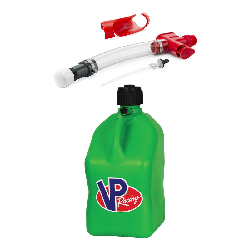 VP Racing Fuels Get Bent Hose Bender w/ Fuel Nozzle and 5 Gal Utility Jug, Green