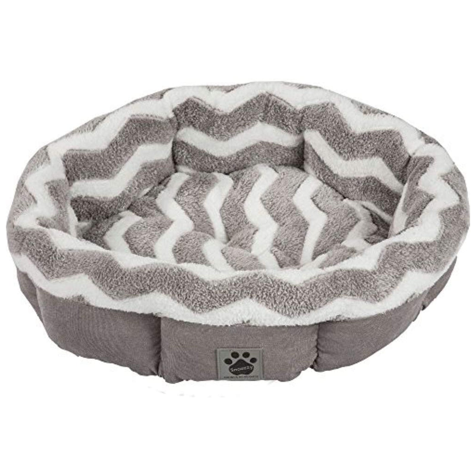 Petmate SnooZZy Mod Chic Small Soft Round Shearling Bed, Gray/White (Open Box) - VMInnovations
