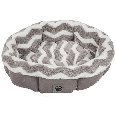 Petmate SnooZZy Mod Chic Small Soft Round Shearling Bed, Gray/White (Open Box) - VMInnovations