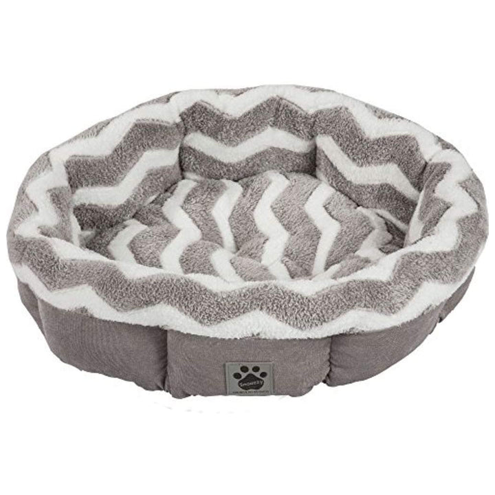 Petmate SnooZZy Mod Chic Small Soft Round Shearling Bed, Gray/White (Open Box)