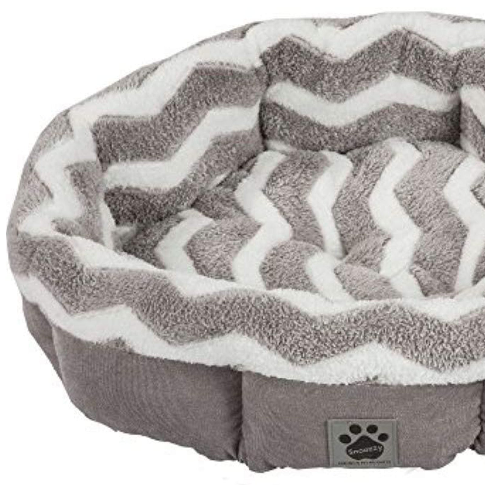 Petmate SnooZZy Mod Chic Small Soft Round Shearling Bed, Gray/White (Open Box) - VMInnovations
