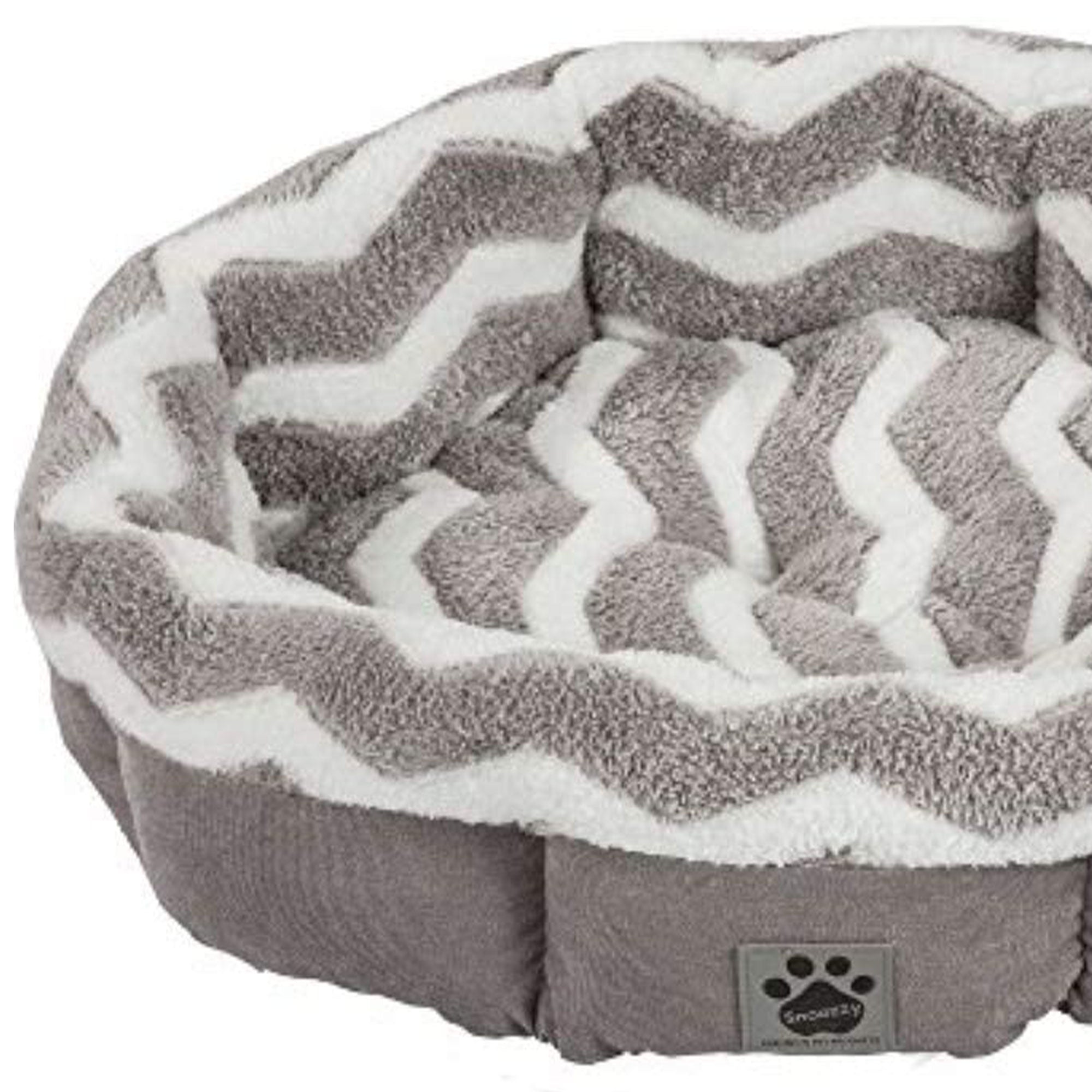 Petmate SnooZZy Mod Chic Small Soft Round Shearling Bed, Gray/White (Open Box) - VMInnovations