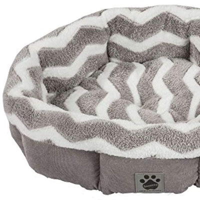Petmate SnooZZy Mod Chic Small Soft Round Shearling Bed, Gray/White (Open Box) - VMInnovations
