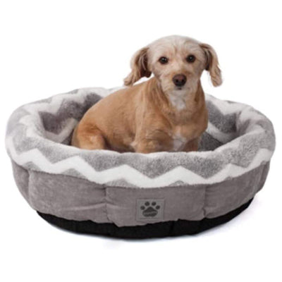 Petmate SnooZZy Mod Chic Small Soft Round Shearling Bed, Gray/White (Open Box) - VMInnovations