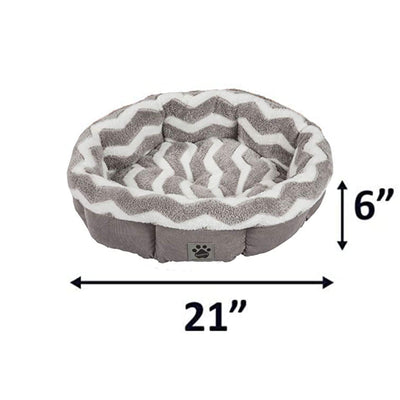 Petmate SnooZZy Mod Chic Small Soft Round Shearling Bed, Gray/White (Open Box) - VMInnovations