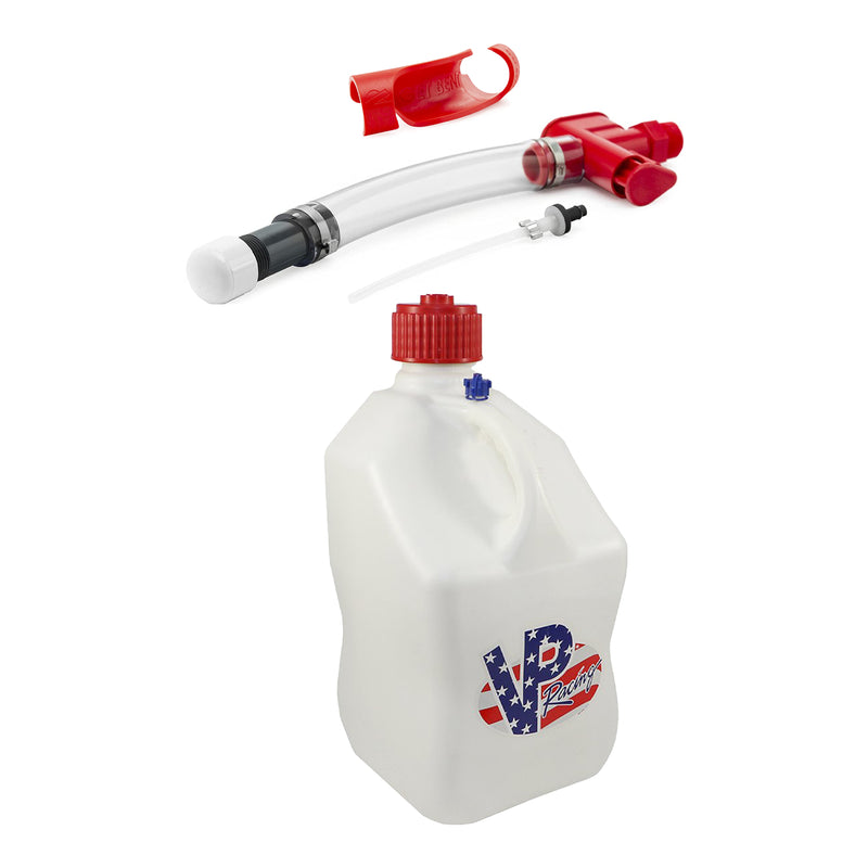 VP Racing Fuels Hose Bender with Fuel Nozzle and 5 Gal Jug, White and Patriotic