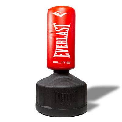Everlast Elite Punching Bag w/ Stand + Pro Style Gloves Size 16 Ounces, Red