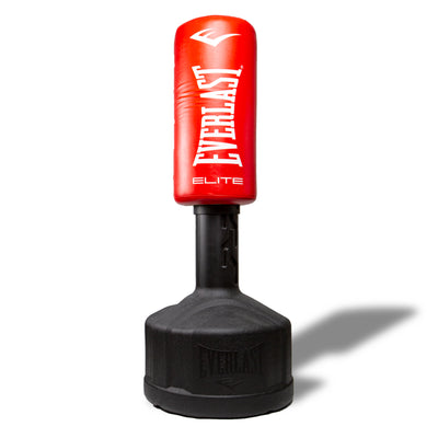 Everlast Elite Punching Bag w/ Stand + Pro Style Gloves Size 16 Ounces, Red