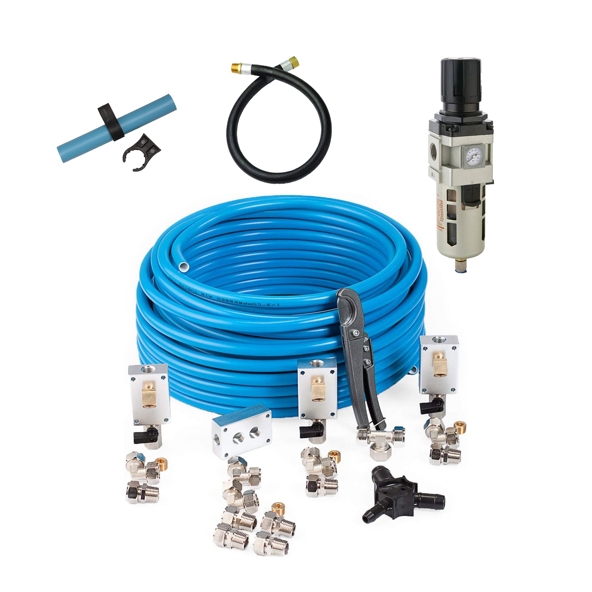 MaxLine 100 Ft 0.5 In Tubing, Mount Clips (10 Pack), Filter/Regulator(Open Box)