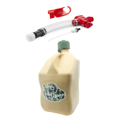 VP Racing Fuels Get Bent Hose Bender with Fuel Nozzle and 5 Gal Utility Jug, Tan