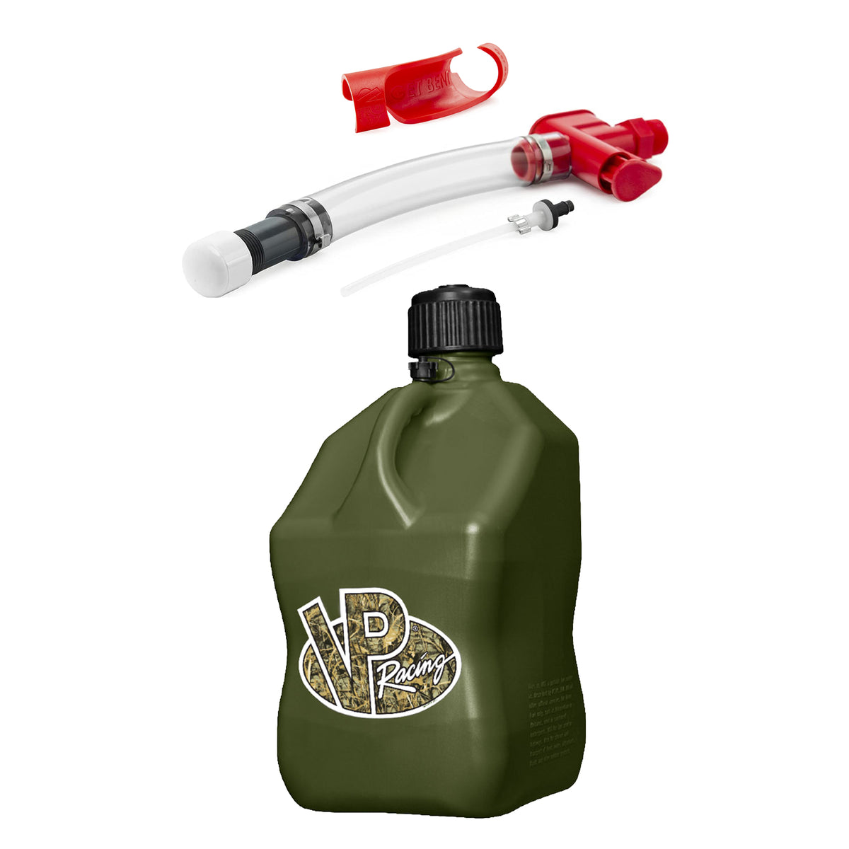 VP Racing Fuels Get Bent Hose Bender with Fuel Nozzle and 5 Gal Camo Utility Jug