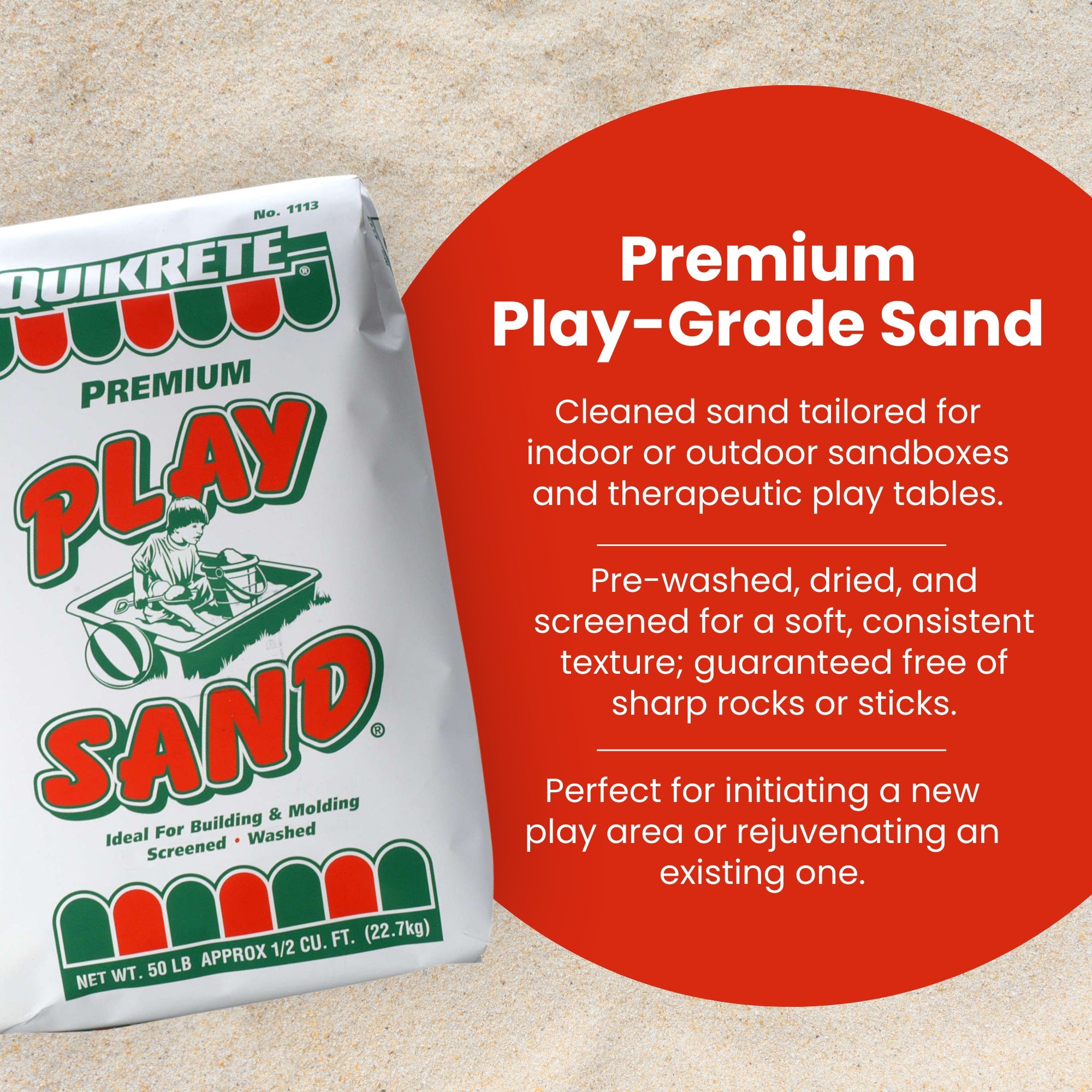 Sakrete Washed Play Sand for Sandboxes, Landscaping, Litter Boxes (Open Box)