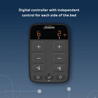 Sunbeam Velvet WiFi Connected Heated Blanket with Controller, Queen, Legion Blue