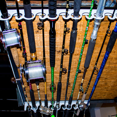 Piranha Original Overhead and Wall Mount Fishing Rod Rack, Holds 11 Rods, 4 Pack