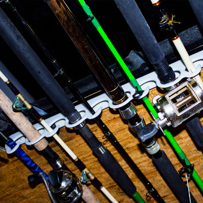 Piranha Original Overhead and Wall Mount Fishing Rod Rack, Holds 11 Rods, 3 Pack