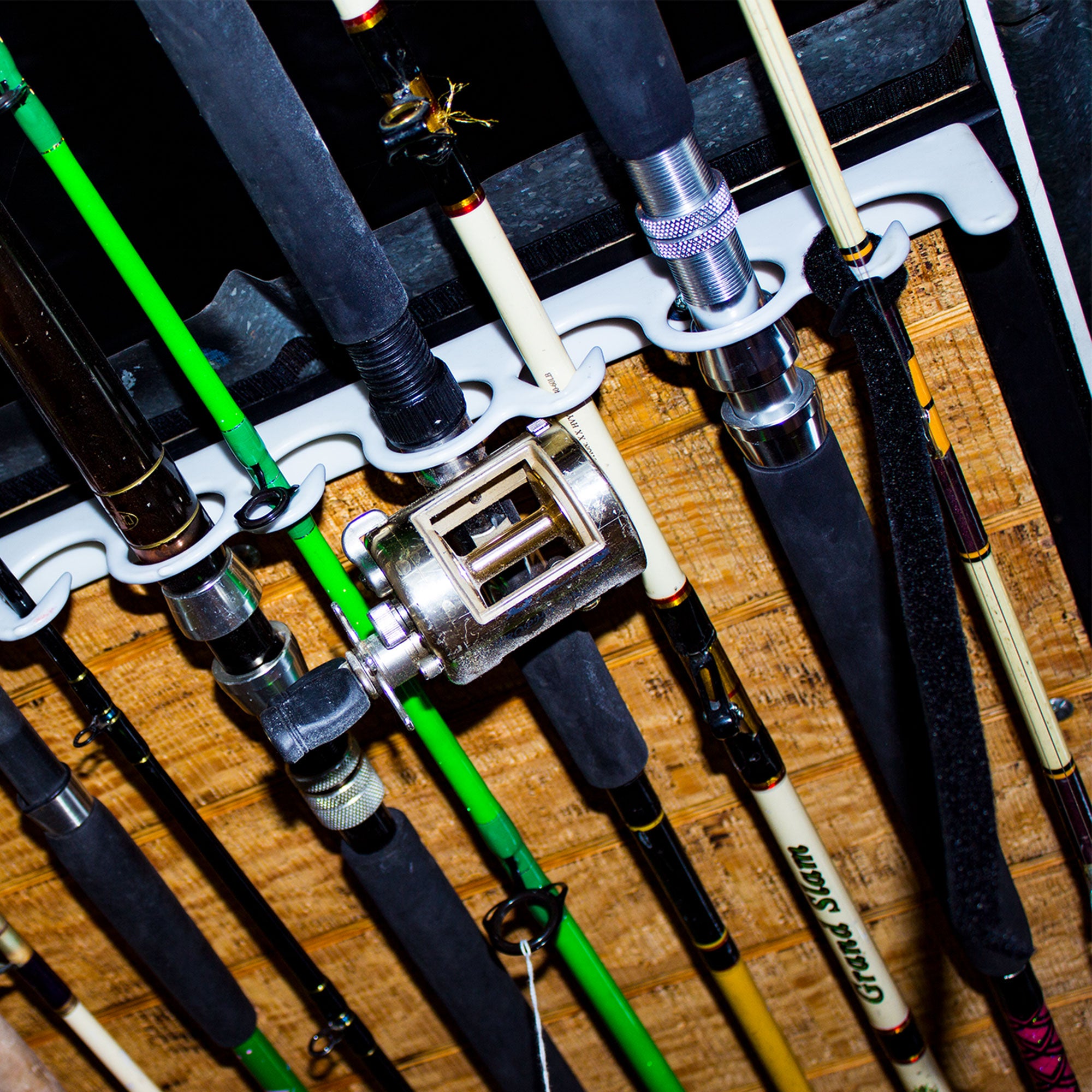 Piranha Original Overhead and Wall Mount Fishing Rod Rack, Holds 11 Rods, 2 Pack